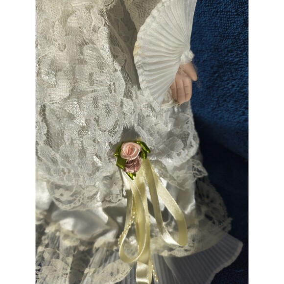 Cathay Collection Porcelain Doll with Satin And Lace Dress and Curly Hair - Picture 5 of 9